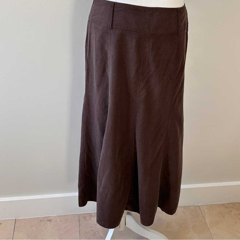 Marks & Spencer Women’s Size 8 Brown Button-Front Maxi Skirt Linen Blend Safari - Picture 2 of 14